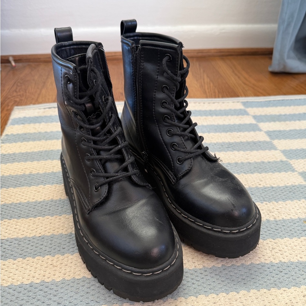 Steve Madden Black Combat Boots